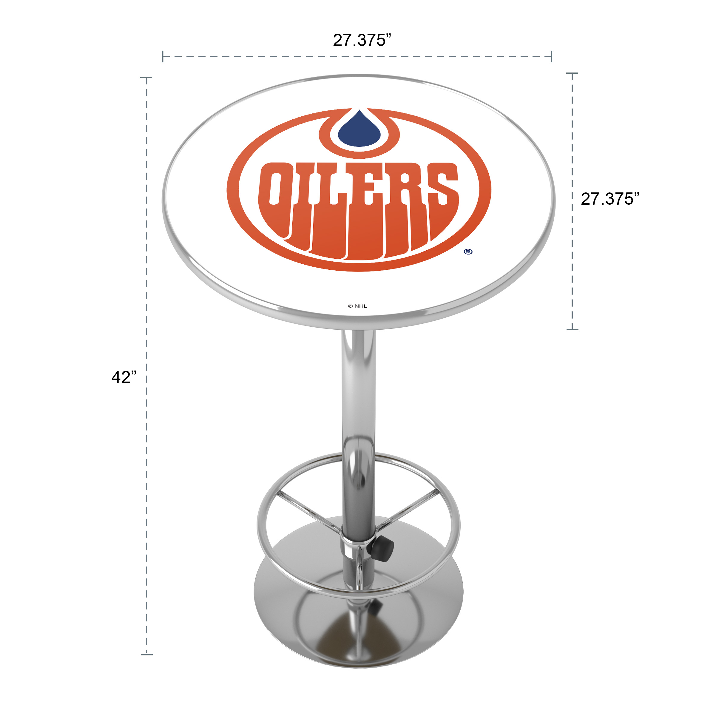 Edmonton Oilers Vintage Bar Table with Adjustable Footrest and Acrylic Top