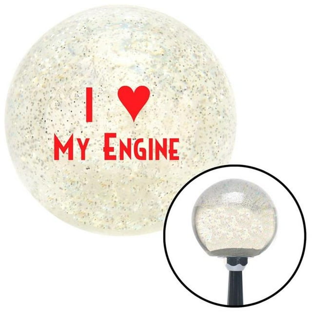 Red I Love My Engine Clear Metal Flake Shift Knob with M16 x 1.5 Insert Shifter Auto
