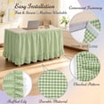 thumbnail image 4 of 6FT Green Gingham Ruffled Table Skirt, Woven Fabric Farmhouse Table Cover for Spring Decor, Easter Party, Garden Picnic, Dessert Table, 30 x 72 Inch, 4 of 7