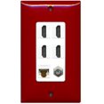 thumbnail image 1 of RiteAV - 4 Port HDMI 1 Coax Cable TV- F-Type 1 Cat6 Ethernet Wall Plate Decorative - Red & White, 1 of 1