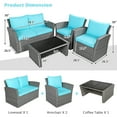 thumbnail image 5 of Gymax 4PCS Patio Rattan Conversation Set Outdoor Furniture Set w/ Turquoise Cushions, 5 of 10