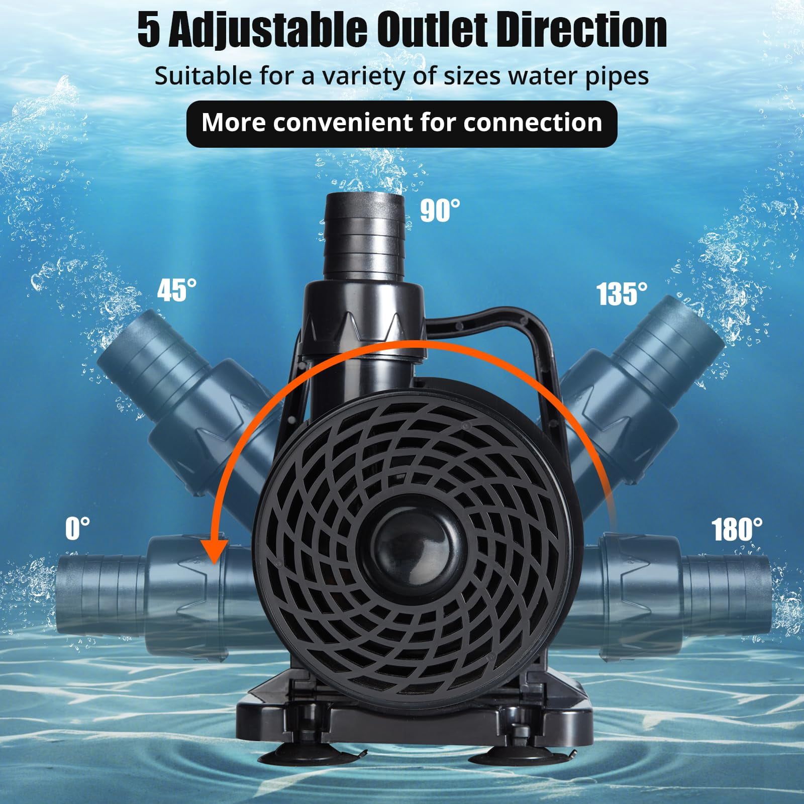 3700GPH Submersible Water Pump, 130W Pond Pump 31Ft Lift Height Water Transfer Pump, 180° Ajustable Outlet Aquarium Pump,16Ft Power Cord for Outdoor, Aquarium, Hydroponic,Water Fountain