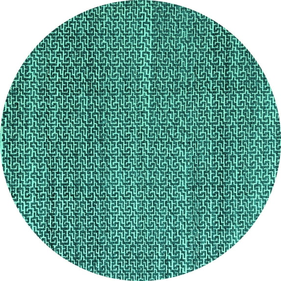 Ahgly Company Indoor Round Abstract Turquoise Blue Modern Area Rugs, 5' Round
