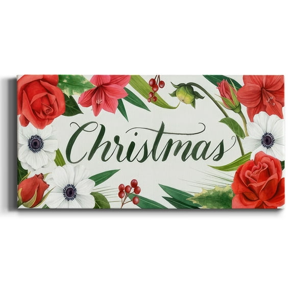 Christmas Flora Wreath Collection D- Gallery Wrapped Canvas