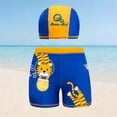 thumbnail image 2 of Odeerbi 3-12 Years Toddler Kids Boys Cute Print Swim Trunks with Swim Cap Quick Dry Beach Shorts with Pockets Elastic Waist Board Shorts, 2 of 6