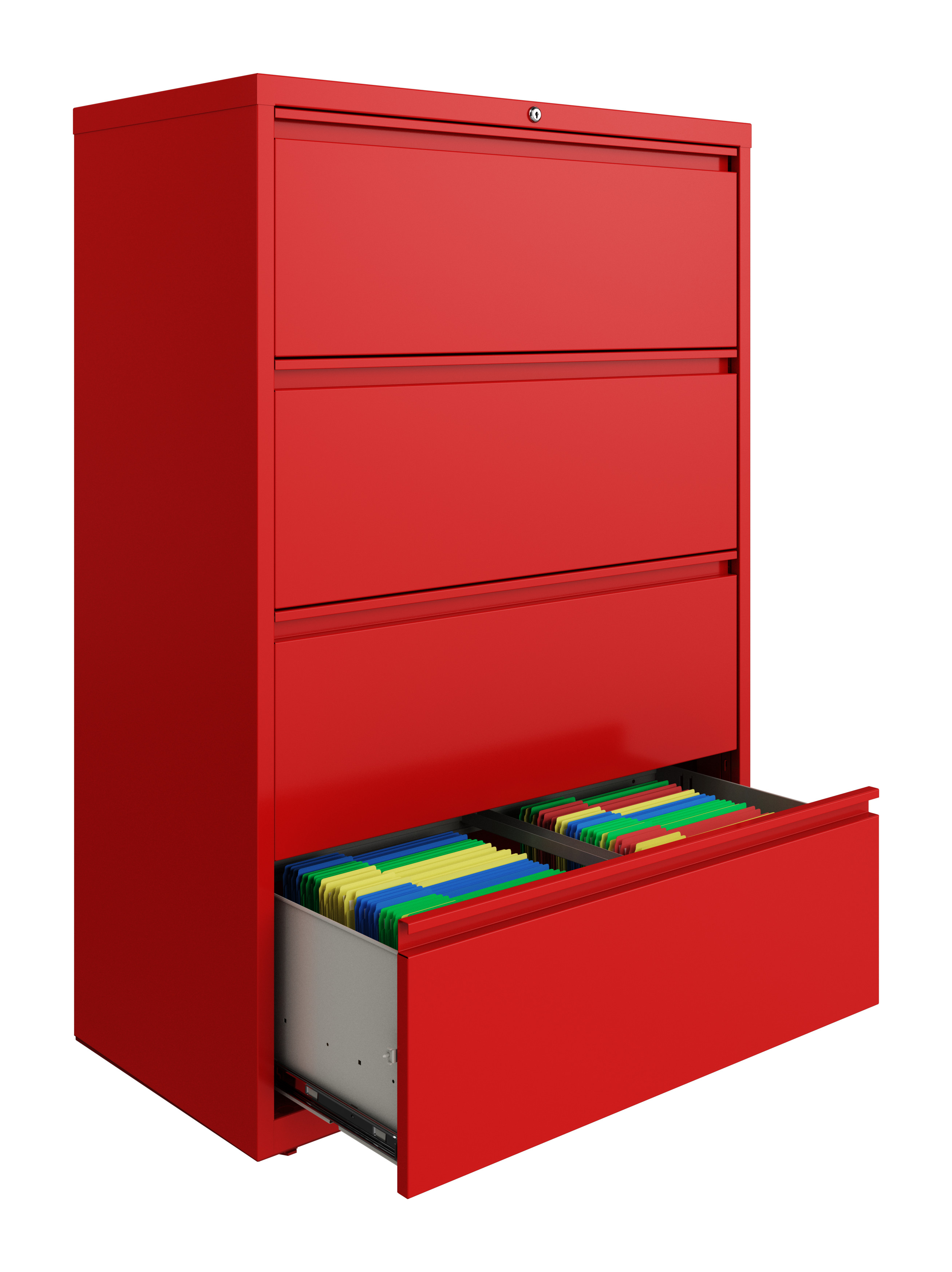 Hirsh 36 Inch Wide 4 Drawer Metal Lateral File Cabinet for Home and Office, Holds Letter, Legal and A4 Hanging Folders, Red - image 4 of 5