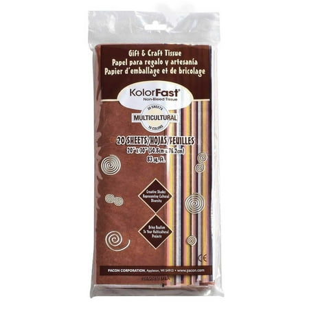 Kolorfast Multi-Cultural Non-Bleeding Tissue Paper, 20 x 30 Inches, Assorted Colors, 20 Sheets