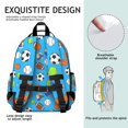 thumbnail image 2 of Football and Volleyball Blue Pattern Cute School Backpack Bag for School with Padded Back and Adjustable Shoulder Straps 15.25"x11.5"x5.25", 2 of 2