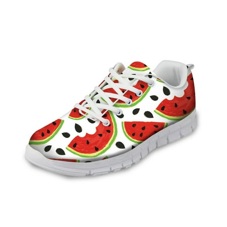 

3D Printing Watermelon Women Casual Sneaker Lightweight Customized Fruit Pattern Mesh Shoes Breathable Lacing Shoes