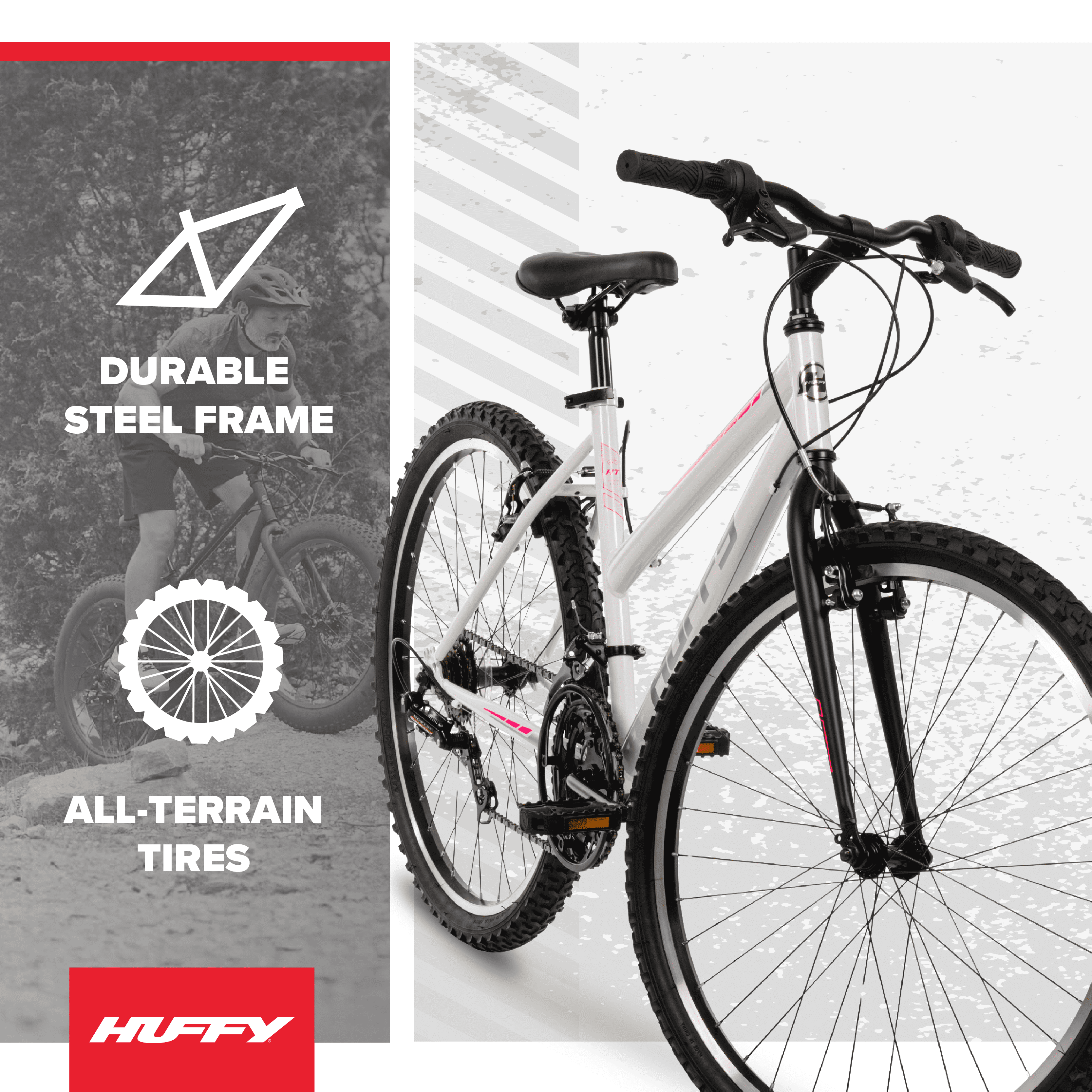 Huffy 26" North Peak Mountain Bike, Fits Riders 5'0"+, White, Adult, Women's