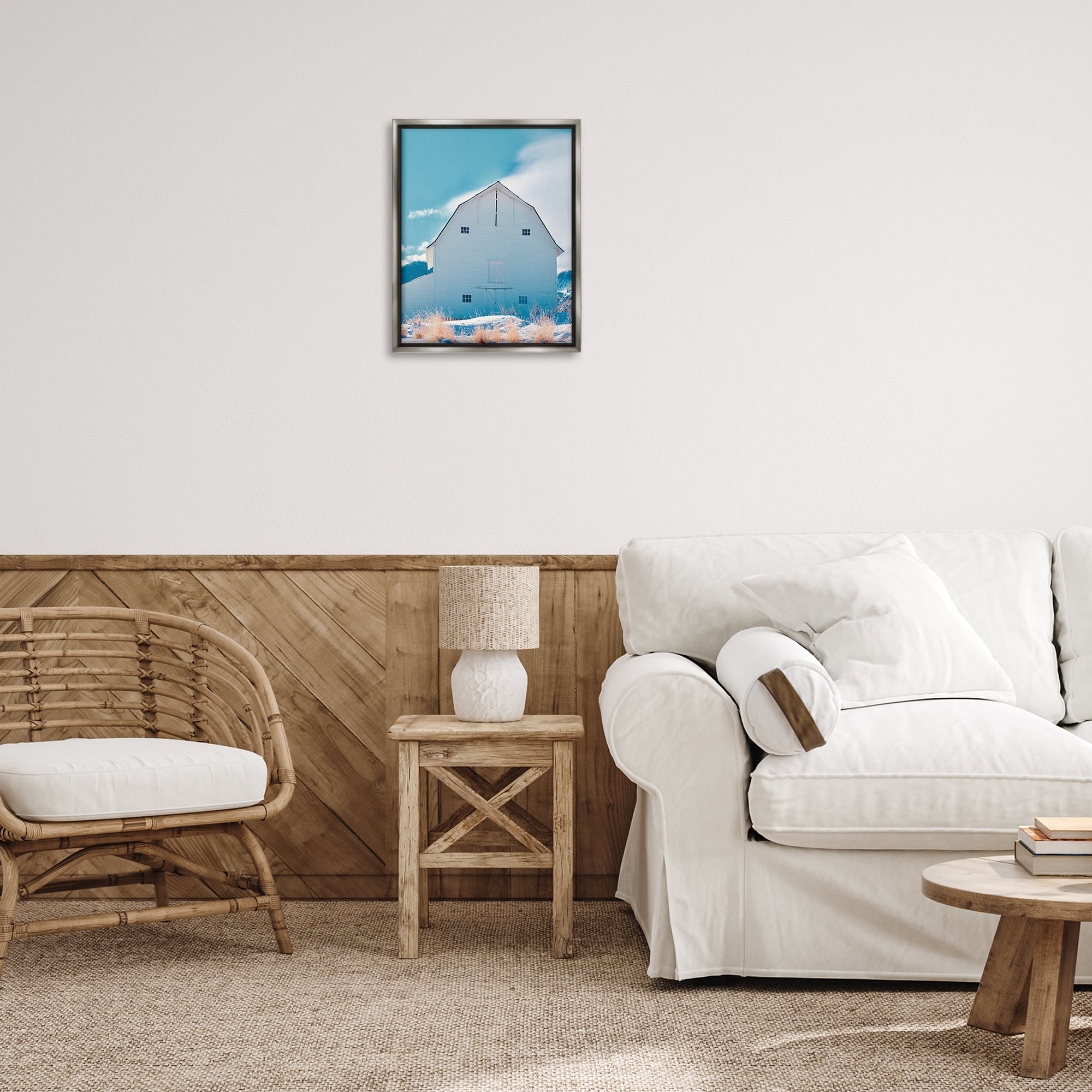Stupell Industries Niveous Winter Barn Nautical & Beach Photography Gray Floater Framed Canvas Art Print Wall Art, 17 x 21