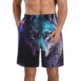 thumbnail image 1 of Balery Purple Sky Wolf Traje de Baño Estilo Hawaiano para Hombre, Shorts de Secado Rápido con Bolsillos-Large, 1 of 6