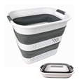 thumbnail image 4 of SAMMART Cesta de lavandería plegable de plástico de 40 litros (10,5 galones) – Contenedor/organizador de almacenamiento plegable – Cesto de lavandería portátil – Ahorro de espacio (1, blanco/gris acer, 4 of 5
