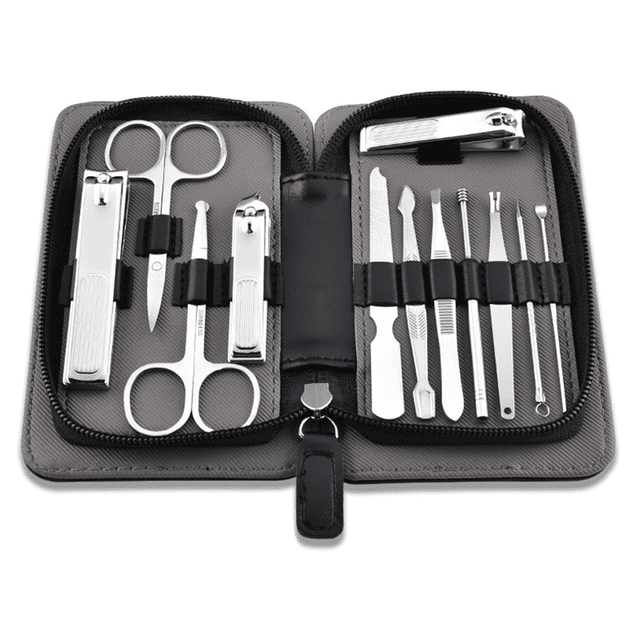 Kit de herramientas profesionales para el cuidado de cutículas y uñas de acero inoxidable para estuche de viaje