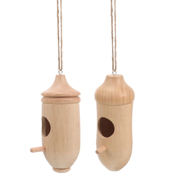 OUNONA Hummingbird Wooden House Nest Garden Decor Khaki Synthetic Material Multi-functional Durable 2pcs