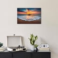 thumbnail image 5 of Sunset Beach Pictures Wall Art Beach Theme Bathroom Decor Hawaii Coastal Seascape Canvas Prints Painting Modern Nature Ocean Waves Landscape Artwork for Living Room Office Home Decoration 12x16, 5 of 6