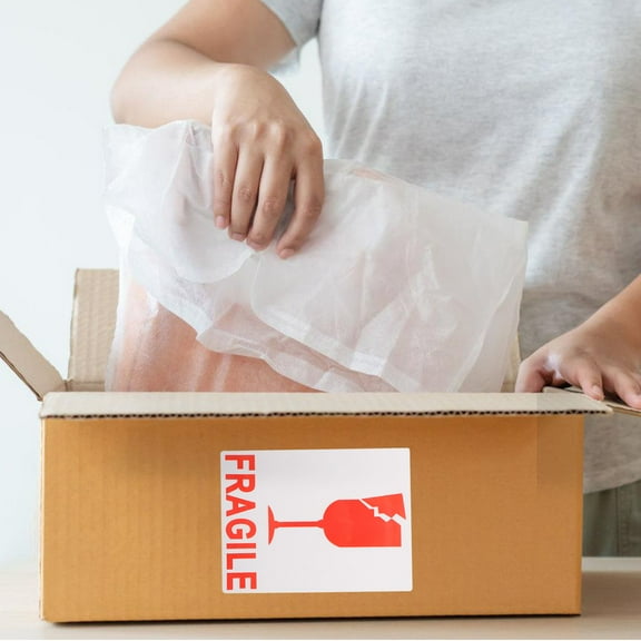 WHAMVOX 1 Roll Fragile Stickers Handle With Care Warning Packing Shipping Labels Permanent Adhesive Glass Fragile Labels For Moving Packing