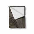 thumbnail image 2 of Compass Soft Flannel Fleece Throw Blanket, Drawing of a Sailing Compass on a Wooden Surface in Computer Generated Art, Cozy Plush for Indoor and Outdoor Use, 50" x 60", Umber Dark Brown, by Ambesonne, 2 of 6