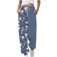 thumbnail image 2 of LEBONYARD Clearance Pants for Women under $10,Women's Casual Trousers Printing Drawstring Pants Waist Long Pants Sweatpants with Pocket Multicolor S, 2 of 5