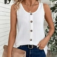 thumbnail image 6 of Bovemsi Women's Tanks & Camis 2025 New Ribbed Tank Top Round Neck Button Knitted White Camisole, 6 of 6