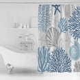 thumbnail image 2 of Shower Curtain Bathroom Set Marine Life Ocean Starfish Shell Waterproof Fabric Shower Curtains with Grommets&Hooks Watercolor Coral on White Privacy Bath Curtain for Bathtub 72x84in, 2 of 7