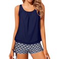 thumbnail image 1 of Women Conservative Print Strappy Back Set Two Piece Swimsuits Swimdress, 1 of 5