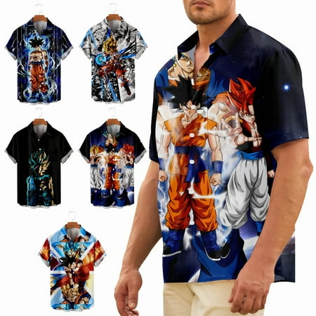 

Adult Kids Anime Button Down T-Shirts Loose Fit Clothing Apparel Up to 8XL
