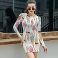 thumbnail image 6 of Ice Cream Cone Pattern Women's Long Sleeve Bodycon Dress Soft Stretchy For Everyday Wear And Special Occasions, 6 of 6