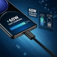 thumbnail image 3 of MOSENSE USB C to USB C Cable(2 Pack), 60W Fast Charging C to C Charger Cord Braided, 2m/6.6FT, Black, 3 of 6