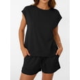 thumbnail image 2 of EASYBRA Womens Shorts Set Cotton Blend Raglan Sleeve Casual Summer Outfit Solid Color Two Piece Lounge Set S-XL, 2 of 6