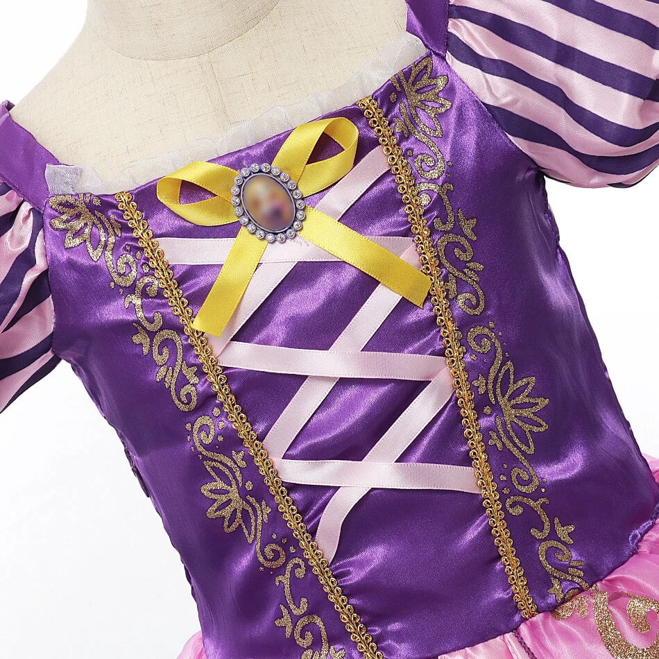 Vestido De Princesa Rapunzel/Sofía Para Niñas 3-8 Años - Con Accesorios: Corona, Varita, Collar