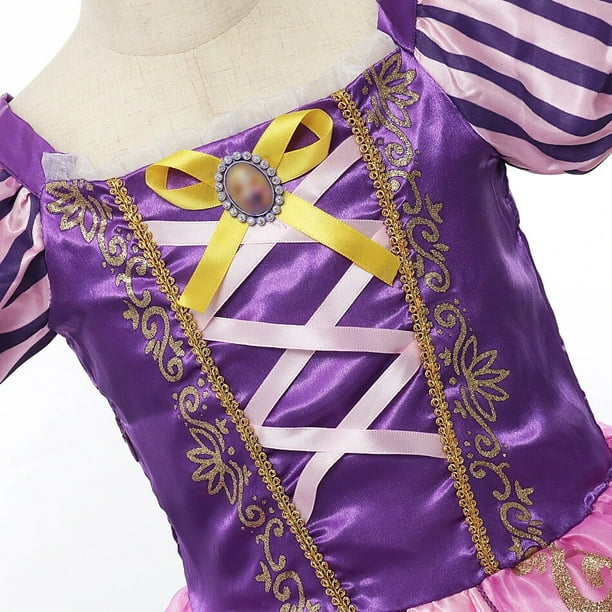 Vestido De Princesa Rapunzel/Sofía Para Niñas 3-8 Años - Con Accesorios: Corona, Varita, Collar
