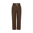 thumbnail image 6 of bbymog Womens Sweatpants Elastic Waist Drawstring Jogger Pants Long Straight Trousers Comfy Loose Casual Pants with Pockets Brown S, 6 of 7