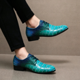 thumbnail image 3 of Men's Lace‑Up Oxford Dress Shoes, Crocodile Embossed Glossy Upper Footwear with Block Low Heel Outsole for Formal Events and Dress‑Up Occasions, 3 of 6