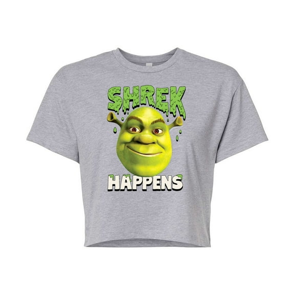 Shrek - Shrek Happens - Juniors Cropped Cotton Blend T-Shirt