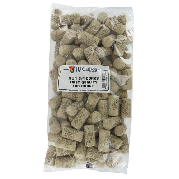 9x1 3/4 First Quality Straight Wine Corks 44 X 23mm 100/Bag