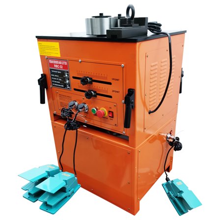 INTBUYING Electric Rebar Bending Cutting Machine with 3 Foot Controls for 1/4'' to 1-1/4" Steel Rod 0-180°Bender