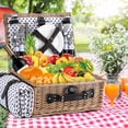 thumbnail image 2 of Canasta de picnic HYBDAMAI para 4 personas con manta impermeable, 2 of 9