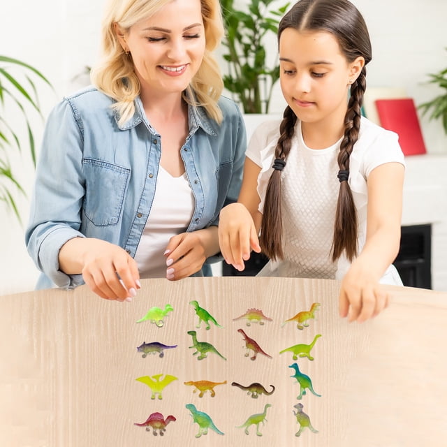 Mini dinosaurios para fiesta, 16 piezas de plástico, juguetes educativos de dinosaurios de 2 a 4 pulgadas, figuras multicolores | Premios para niños en edad preescolar, regalos de carnaval, r