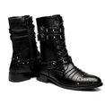 thumbnail image 4 of Santimon Men Boots Fashionable Motorcycle Boots Mid Calf Cowboy Boots Rough Black US 9, 4 of 7