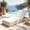 Sand + Cream, variant on Christopher Knight Home 79" Outdoor Wood Chaise Lounge with Cushion, Adjustable 5-Position, Brown