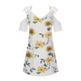 thumbnail image 4 of USSUMA Women's Casual Summer Dress Floral Printed Short Sleeve V-Neck Lace Cold Shoulder Mini Dresses Loose Shirt Sundress, 4 of 5