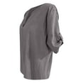 thumbnail image 6 of hxobax Women's Oversized Irregular Blouse Rolled-up Long Sleeve Tunic Tops V Neck Tshirts Plus Size, 6 of 7