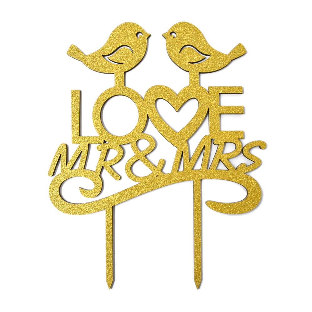 7-1/2-Inch Mr Love Birds Glitter Wedding Cake Topper & Mrs 