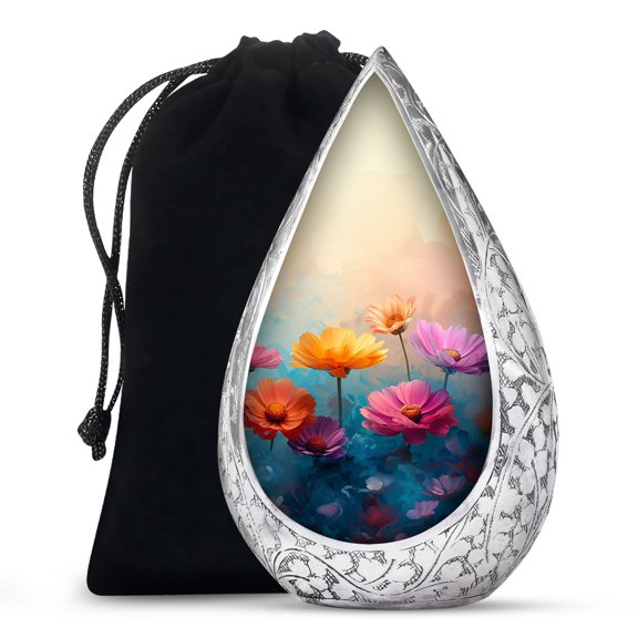 JAGSHASHI Dreamy Blossoms A Haze Of Floral Hues - Large Urns For Human Ashes - Memorial Urns For Mom & Dad - Human Urn Ash - Memorial Urn For Ashes - Decorative Urns - Funeral Urns - 10 Inch - Large