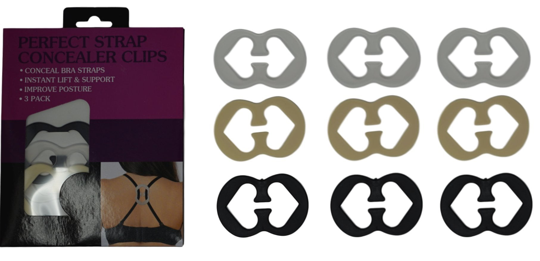 Set of 9 Bra Concealer Clips for Tank Tops STRAP PERFECT Invisible Tape NEW 