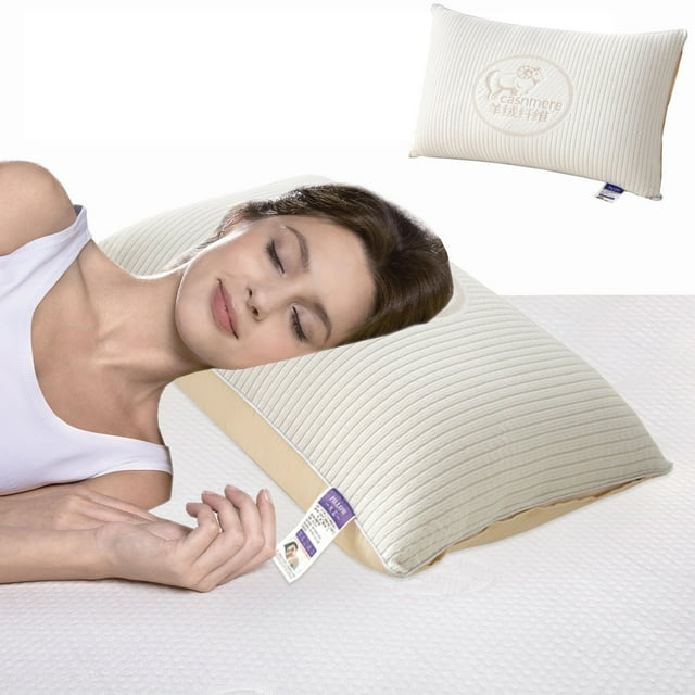 Almohada ergonómica de soporte cervical para aliviar el dolor de cuello - espuma viscoelástica, funda de punto transpirable, 29x19 pulgadas, blanca