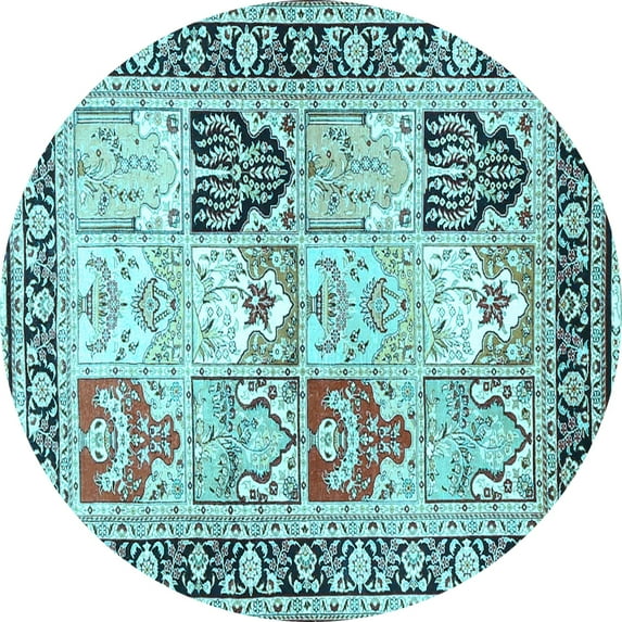 Ahgly Company Indoor Round Persian Light Blue Traditional Area Rugs, 5' Round
