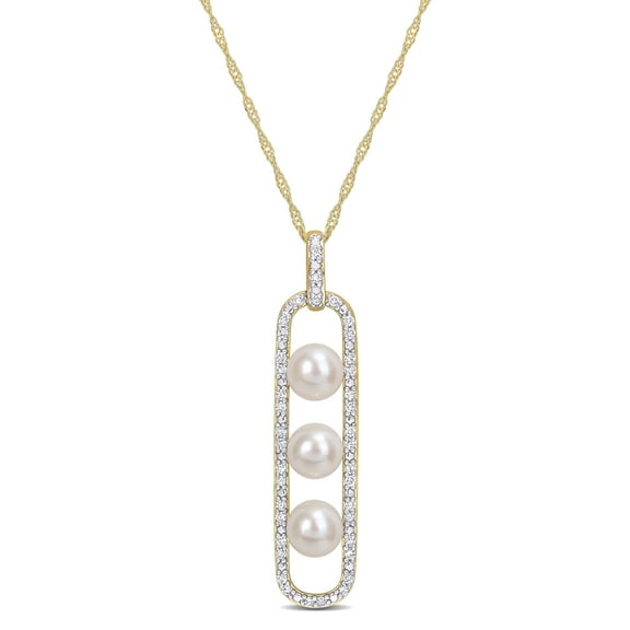 Everly Women's Cultured Pearl and Diamond 10k Yellow Gold Necklace