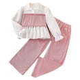 thumbnail image 2 of Girls 2 Piece Outfits Bow Print Short Sleeve Crop T-Shirt & Elastic Waist Cargo Pants Casual Streetwear Clothes for Kids Pink Size 9-10 Years, 2 of 7